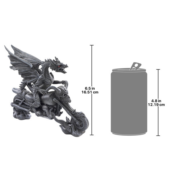 Biker Dragon on Skeleton Chopper Figurine